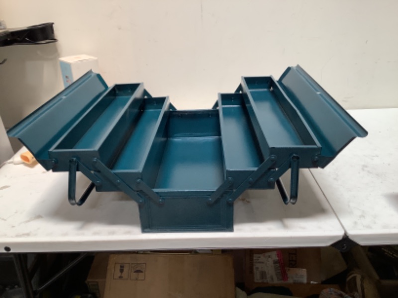 Photo 1 of Cantilever Tool Box WBLLG 21 Inch Metal Tool Box Portable Folding Storage Box with 3-Layer 5-Tray Multi-Function Tool Organizer