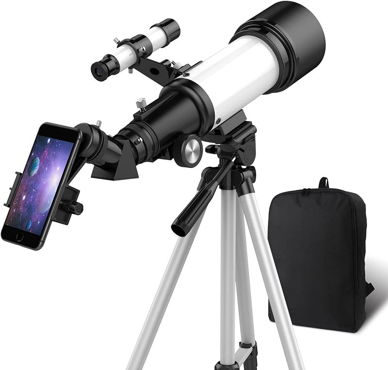 Photo 1 of Telescopes for Adults, Telescope for Kids Beginners 70mm Aperture 400mm AZ Mount, Fully Multi-Coated Optics, Astronomy Refractor with Tripod, Phone Adapter, Backpack