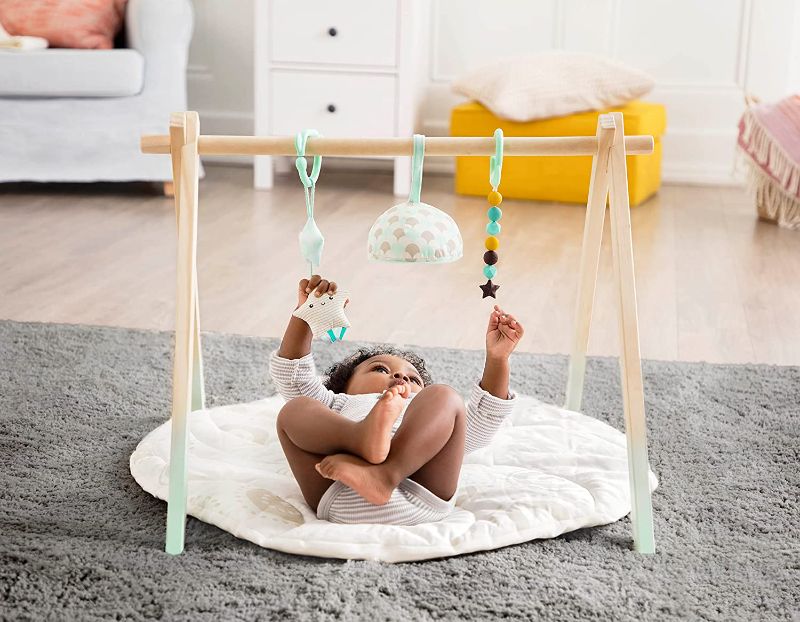 Photo 1 of  Wooden Baby Play Gym – Activity Mat Infant Tummy Time Exercise Sensory Toys 
