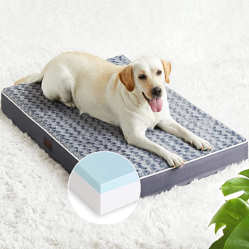 Photo 1 of **UNKNOWN SIZE** Orthopedic Memory Foam Dog Bed for Large Dogs, Waterproof Dog Crate Bed, Washable Pet Mat with Removable Cover and Nonskid Bottom