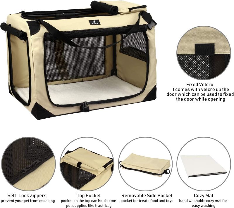 Photo 3 of X-ZONE PET 3-Door Folding Soft Dog Crate, Indoor & Outdoor Pet Home 36in