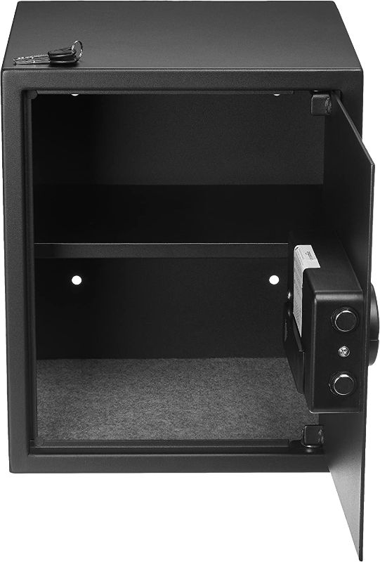 Photo 2 of Amazon Basics Steel Home Security Safe with Programmable Keypad - Secure Documents, Jewelry, Valuables - 1.52 Cubic Feet, 13.8 x 13 x 16.5 Inches, Black