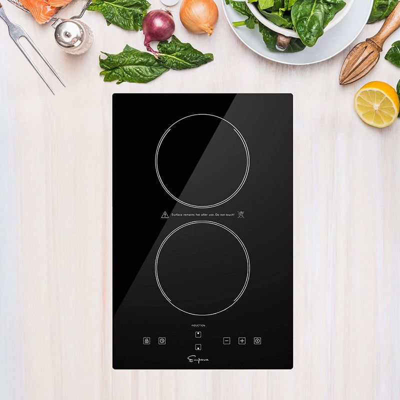 Photo 1 of Empava Electric Stove Induction Cooktop Vertical with 2 Burners Vitro Ceramic Smooth Surface Glass in Black