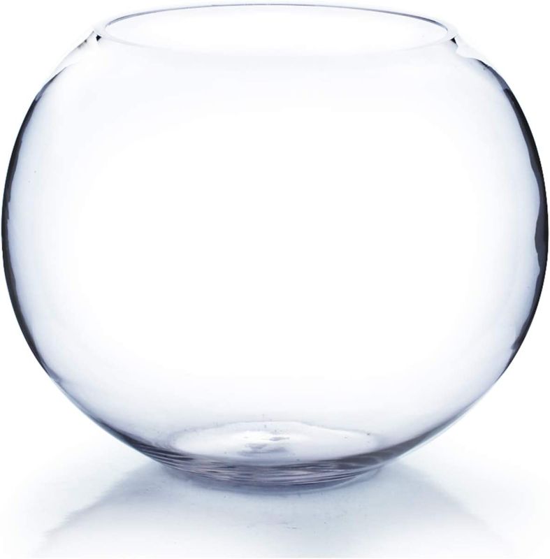 Photo 1 of WGV Large Bowl Glass Vase, Diameter 9", Height 8", (Multiple Sizes Choices) Clear Round Bubble Vase Jar, Floral Planter Terrarium for Wedding Event Home Decor, 1 Piece