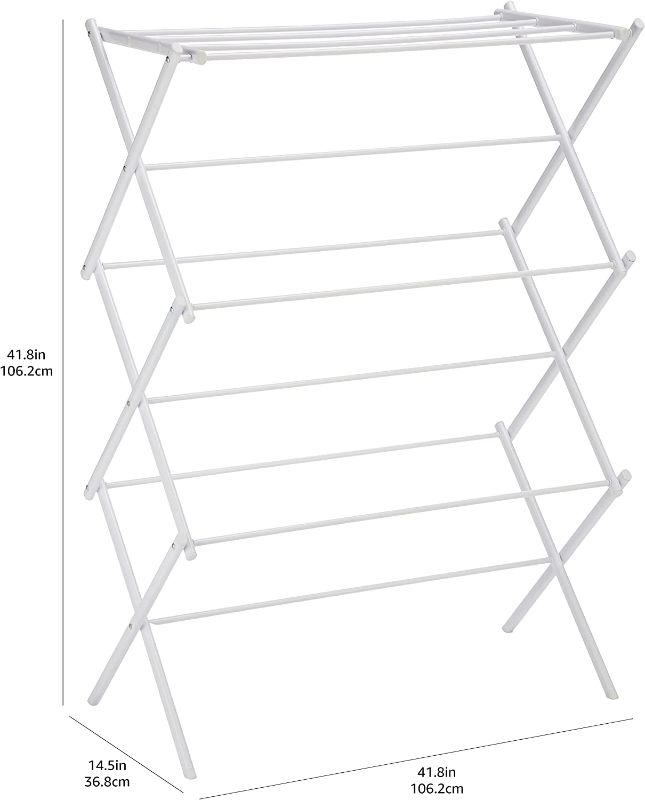 Photo 1 of Amazon Basics Foldable Laundry Rack for Air Drying Clothing - 41.8" x 29.5" x 14.5", White