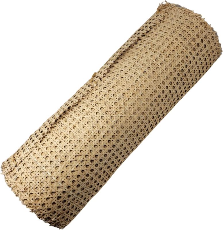 Photo 1 of Wide Natural Rattan Webbing Roll for Caning Projects Pre - Woven Open Mesh