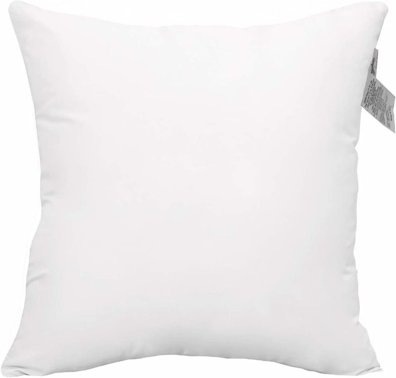 Photo 1 of SET OF 2 ACCENTHOME 18x18 Pillow Inserts Hypoallergenic Throw Pillows Forms | White Square Throw Pillow Insert | Decorative Sham Stuffer Cushion Filler for Sofa, Couch, Bed & Living Room Decor