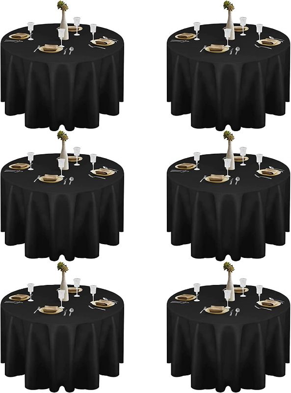 Photo 1 of EMART Round Tablecloth Black (6 Pack) Circular Polyester Table Cover 120 Inch in Diameter for Dinning, Kitchen, Picnic, Wedding and Birthday Party