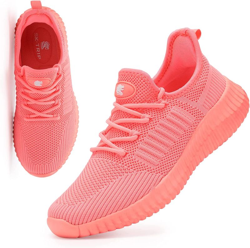 Photo 1 of SK·TRIP Women's Walking Shoes Lightweight Breathable Flying Woven Mesh Upper Casual Jogging Shoes Ladies Tennis Shoes Workout Footwear Non-Slip Gym Sneakers for Women SIZE 8