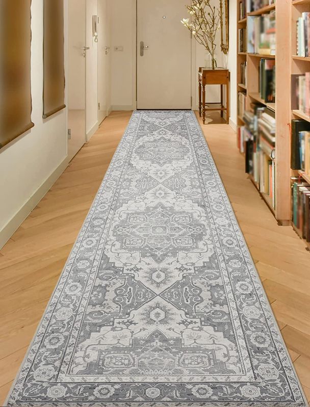 Photo 1 of Stain Resistant Runner Rugs for Hallways 2'x10' No Crease Kitchen Rugs and Mats Non Skid Machine Washable Area Rugs Rubber Backing- Bedroom & Laundry Room - Vintage Floor Carpet Family & Pet Friendly