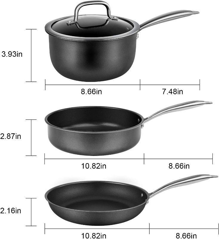 Photo 2 of Induction Pots and Pans, Stainless Steel Pots And Pans Set 4pcs With Lid, Induction Cookware For Oven & Dishwasher Safe by MOMOSTAR