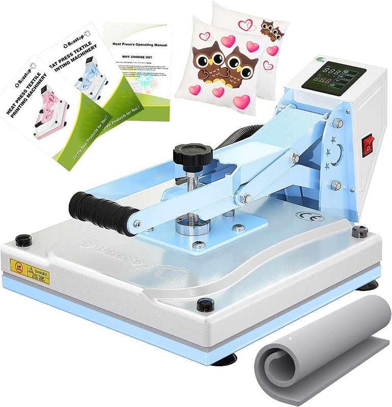 Photo 1 of O BOSSTOP Upgrade Clamshell Heat Press 15x15,DIY Digital Industrial-Quality Sublimation Heat Press Machine for T- Shirt Printing, Rhinestone HTV Vinyl Heat Press for Home Use, Businessman