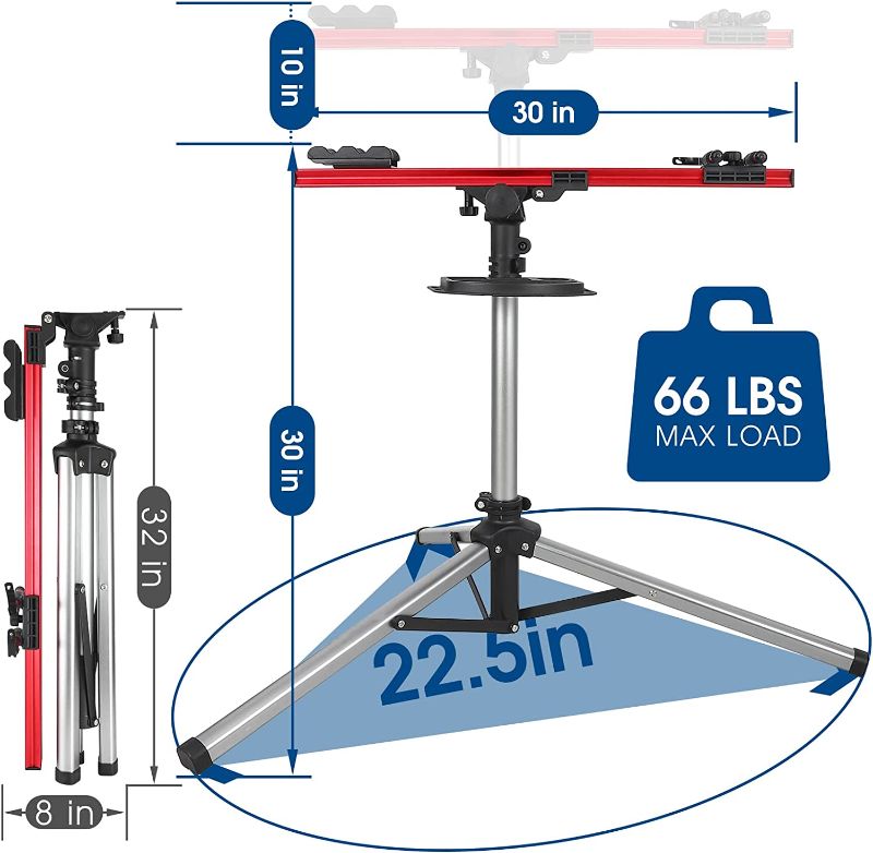 Photo 2 of CHIMONA Bike repair stand for maintenance, adjustable heavy duty bike work stand with quick release buckle, bicycle mechanics stand with bike clean tools, bike workstands for e-bike, mtb, road bike