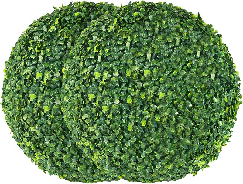 Photo 1 of AILANDA 2 PCS 16 inch Artificial Plant Topiary Ball for Outdoor UV Resistant Garden Spheres Decorative with 8 Layers Leaves Faux Boxwood Balls for Backyard, Balcony, Porch, Wedding and Home Décor