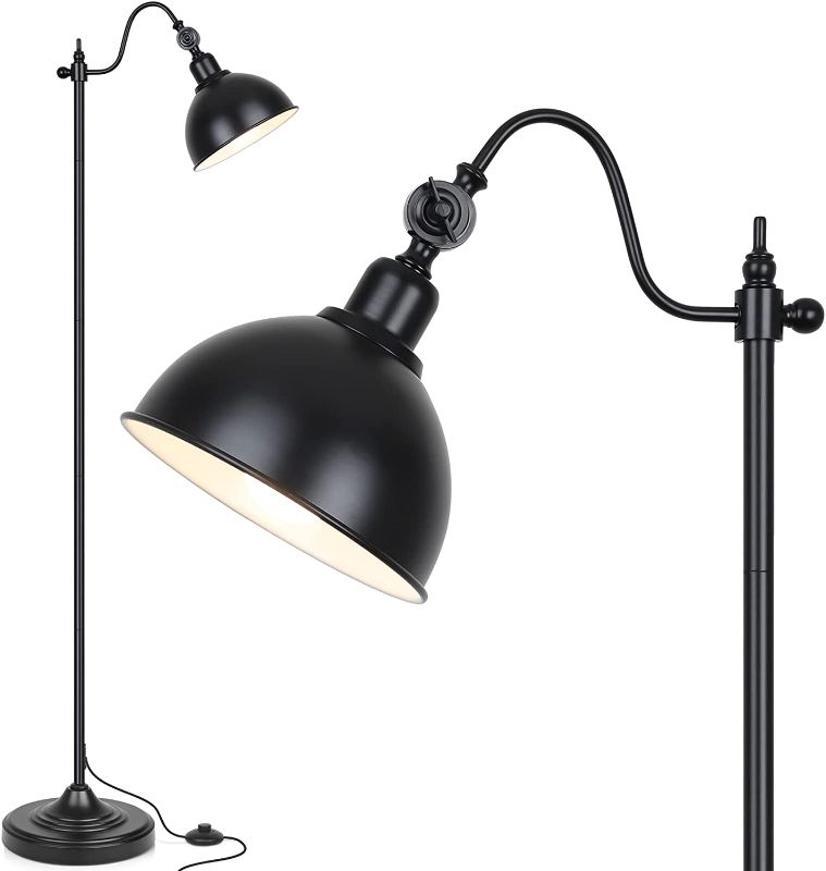 Photo 1 of Mlambert Industrial Floor Lamp,63 Inch LED Standing Lamp Modern with 11W LED Bulb, Adjustable Metal Heads, Foot Switch, Metal Tall Lamps for Living Room, Bedroom, Office, Vintage Stand Up Light- Black