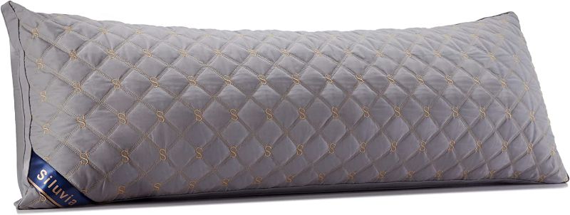 Photo 1 of Siluvia Body Pillow for Adults-Premium Adjustable Loft Quilted Body Pillows - Hypoallergenic Fluffy Pillow - Quality Plush Pillow - Down Alternative Pillow (Gray, 21”x54“)