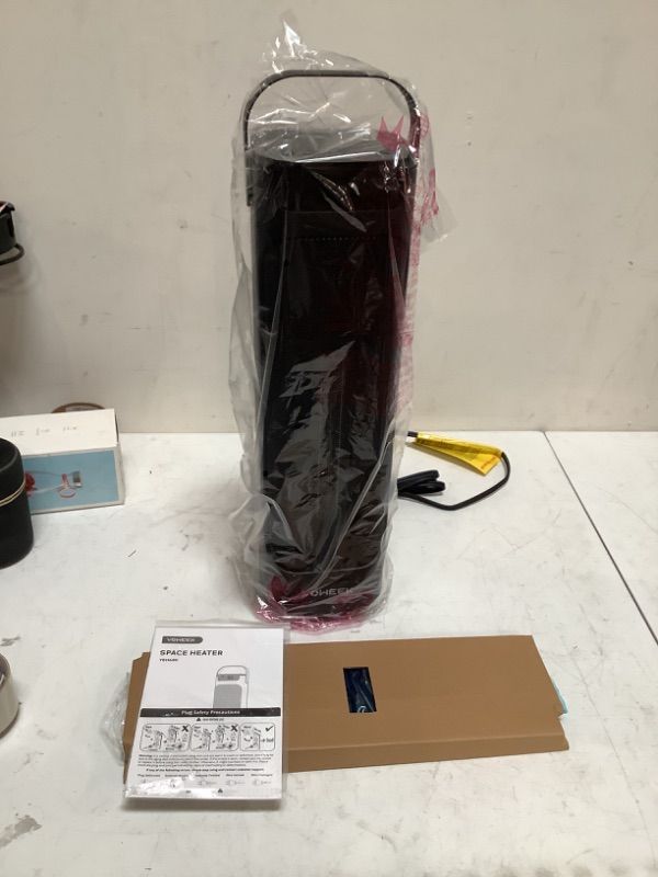 Photo 1 of 24" Space Heater, Voweek 1500W PTC Fast Heating Ceramic Heater for Office, Large Room, Indoor Use, Bedroom, Electric Heater with Thermostat, Remote, 3 Modes, ETL Certified, 12H Timer, 90° Oscillating Black