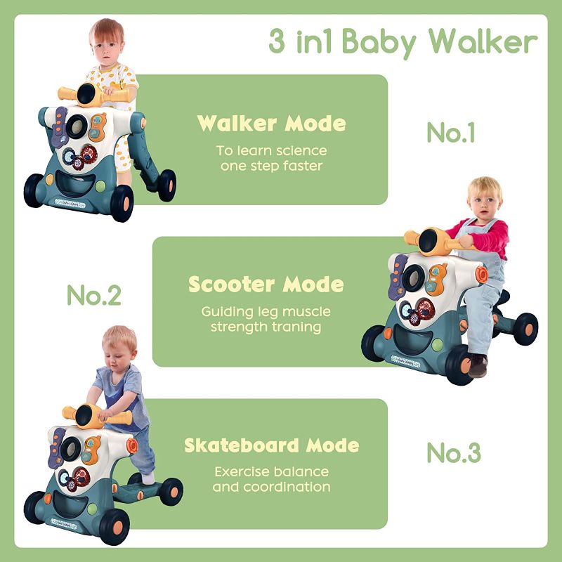 Photo 2 of Baby Sit-to-Stand Learning Walker, 3 in 1 Baby Walker for Boys Girls Toddlers, Educational Baby Push Walkers with Entertainment Activity Center, Baby Music Learning Toy Gift for Infant Boys Girls