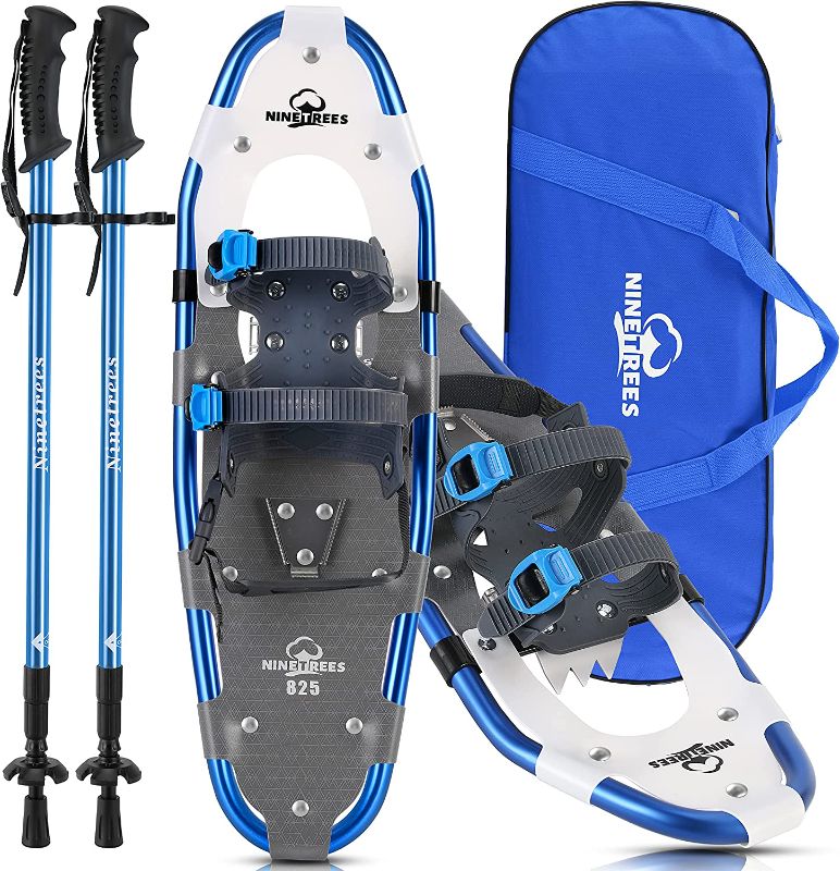 Photo 1 of NineTrees Snowshoes for Men Women Youth Kids, Lightweight Aluminum Alloy All Terrain Snow Shoes with Adjustable Ratchet Bindings with Carrying Tote Bag ,14"/21"/ 25"/27"/ 30"