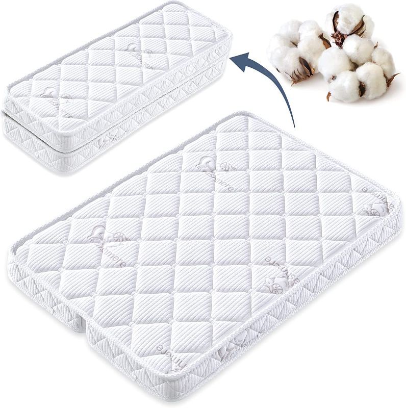 Photo 1 of Pack and Play Mattress - 38" x 26" x 3" - Premium Knitted Playpen Mattresses, Foldable Style, Safety Reinforced Play Yard Mattress - Fits for Graco & Baby Trend & Pamo Babe Playard