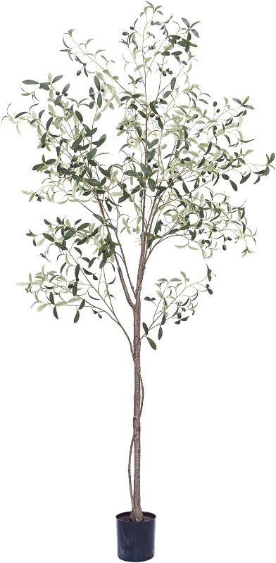 Photo 1 of Phimos 7FT Artificial Olive Tree (82") Tall Fake Potted Olive Tree with Planter Large Faux Olive Branches and Fruits Artificial Tree for Modern Home Office Living Room Floor Decor Indoor