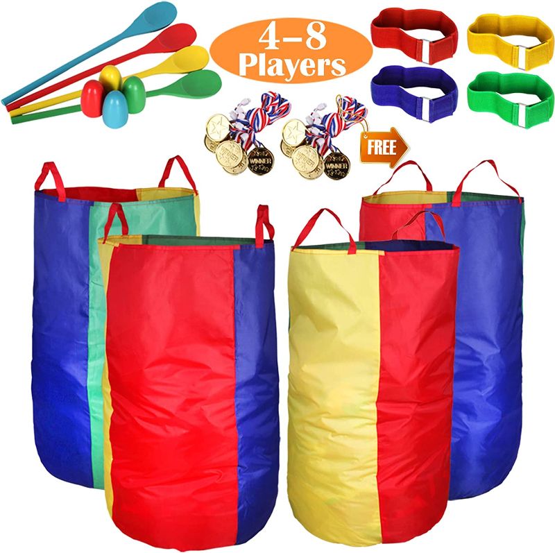 Photo 1 of CWLAKON Outdoor Games, Potato Sack Race Bags for Kids Adults, Egg Spoon Relay Race, 3 Legged Race Bands, Kids Birthday Party Games, Field Day Family Reunion Carnival Outside Yard Lawn Easter Games