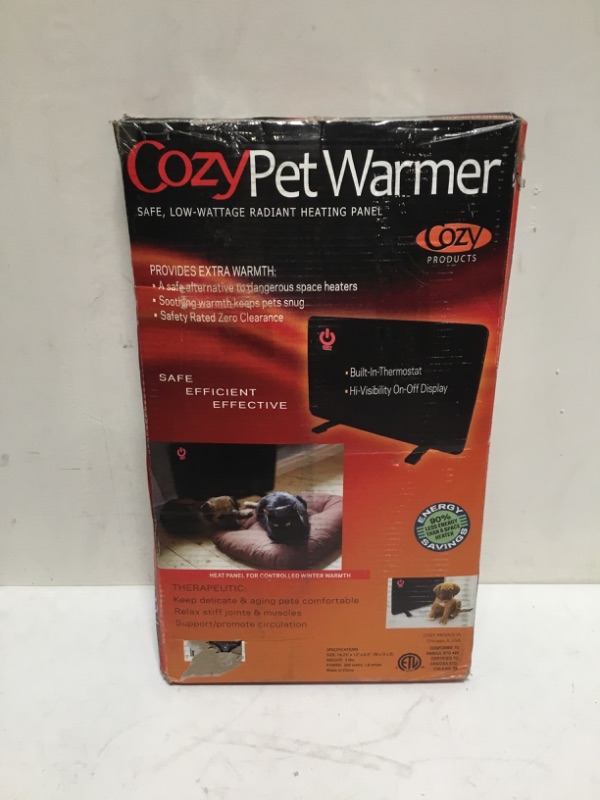Photo 3 of Cozy Products Cozy Pet Warmer 200 Watt Compact Panel Heater - Safe for Cats and Dogs, Energy Efficient, Eco-Friendly, 19 x 13 x ? Inches, 5 lbs.