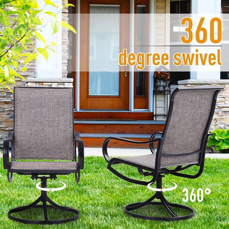 Photo 2 of Phi Villa - Black Swivel Textilene Metal Patio Outdoor Dining Chair, Garden Furniture Gray Chairs (2-Pack)