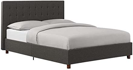 Photo 1 of **PARTS ONLY** **BOX 2/2** DHP Emily Upholstered Platform Bed with Modern Vertical Tufted Headboard, No Box Spring Needed, King, Gray Linen **BOX 2/2 ONLY**