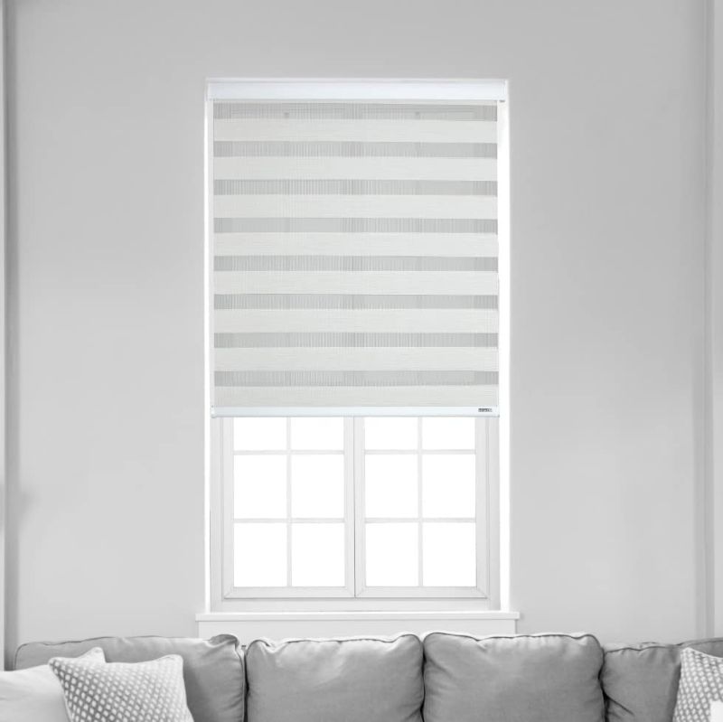 Photo 1 of SHADESU Cordless Zebra Shade Roller Window Shades Privacy Light Filtering Shades (Maxium Height 72inch) (White Color)(Width 55 inch)