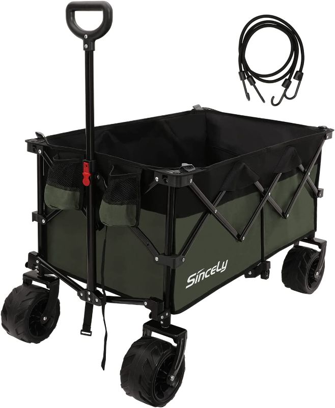 Photo 1 of Sincely Heavy Duty Folding Utility Wagon Outdoor Garden Camping Wagon Portable Beach Cart Large Capacity with Cover Bag 