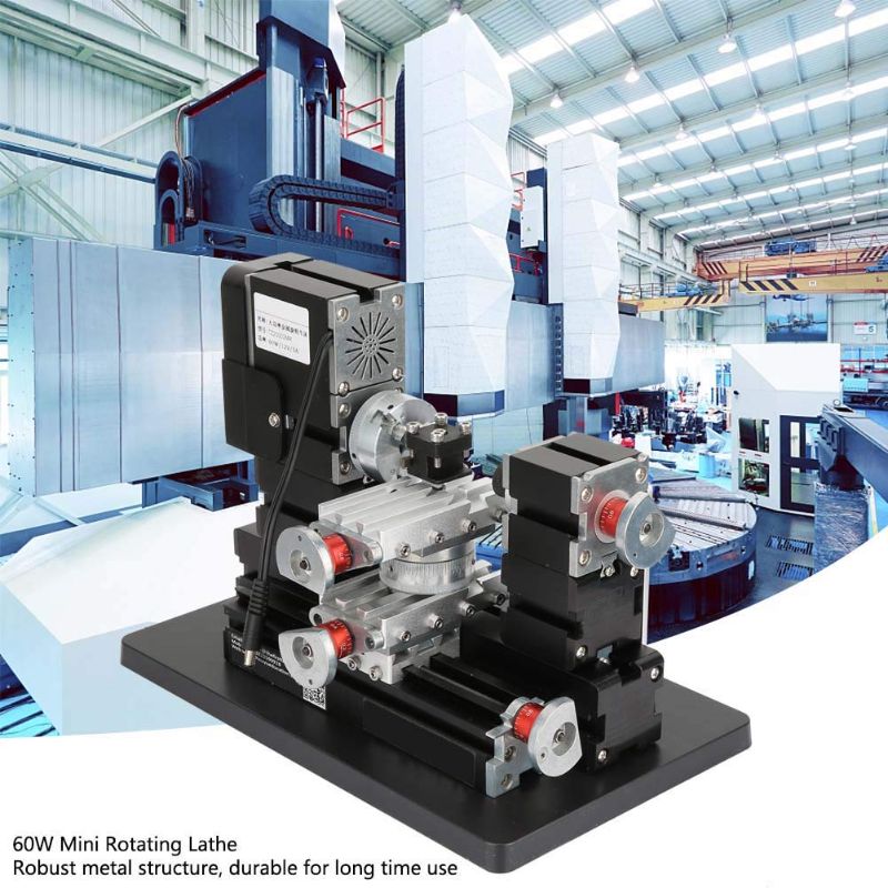 Photo 3 of 60W Mini Metal Rotating Lathe, Yctze Modelmaking Watchmakers Mini Lathe Machine TZ20002MR Rotating Tools Benchtop Wood Metal