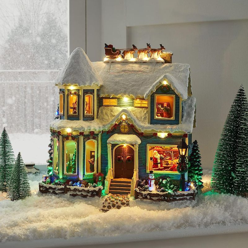 Photo 1 of **USED** SEE PICTURE FOR SMALL DAMAGED** Lights4fun, Inc. Christmas Village House Pre-Lit Multicolored 