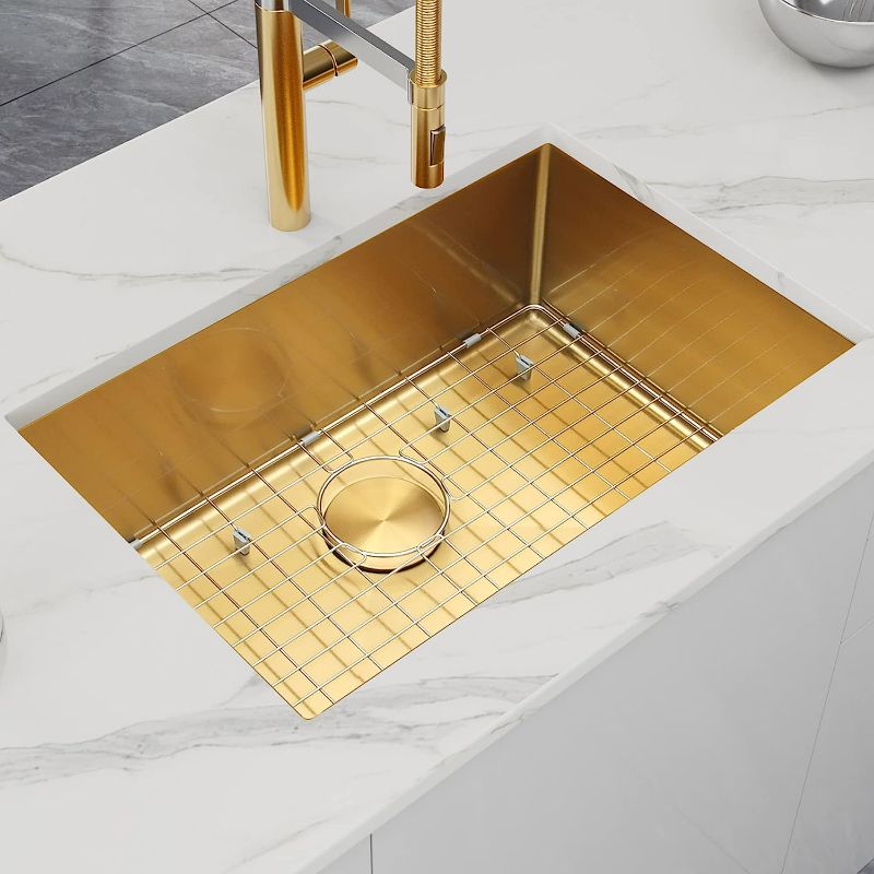 Photo 1 of 
Lonsince 27 X 18 inch Undermount Kitchen Sink,Single Bowl Kitchen Sink,Gold Kitchen Sink,14 Gauge Stainless Undermount Sink