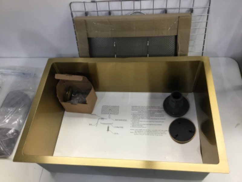 Photo 4 of 
Lonsince 27 X 18 inch Undermount Kitchen Sink,Single Bowl Kitchen Sink,Gold Kitchen Sink,14 Gauge Stainless Undermount Sink