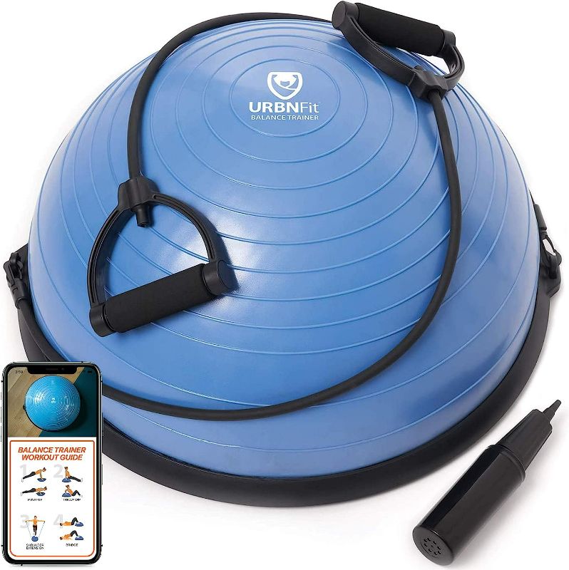 Photo 1 of 
URBNFit Half Balance Ball - Yoga Ball Balance Trainer for Core Stability & Full Body Workout at Home or Gym - Resistance Bands