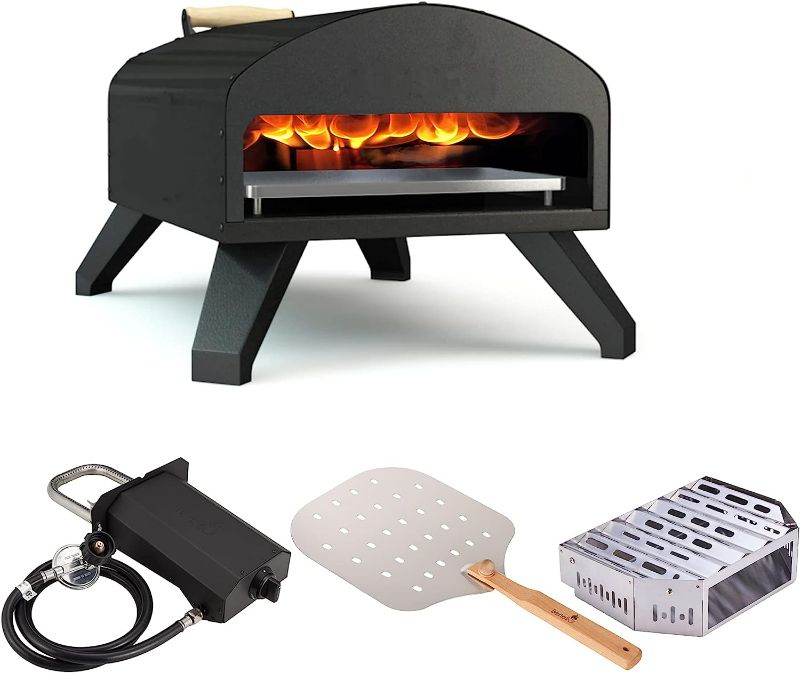 Photo 1 of 
Bertello Outdoor Pizza Oven Bundle - Bertello Pizza Oven, Gas+Wood Tray Burner, Pizza Peel, Pizza Stone. Portable Pizza Oven