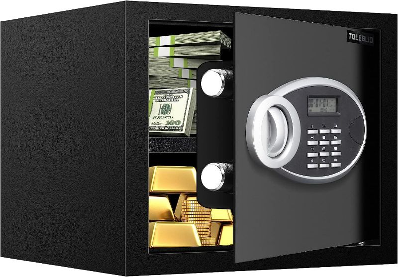 Photo 1 of 
Fireproof Small Safe Box for Money, Digital Security Box with Combination Lock and Removable Shelf, Electronic Safe for Home Firearm