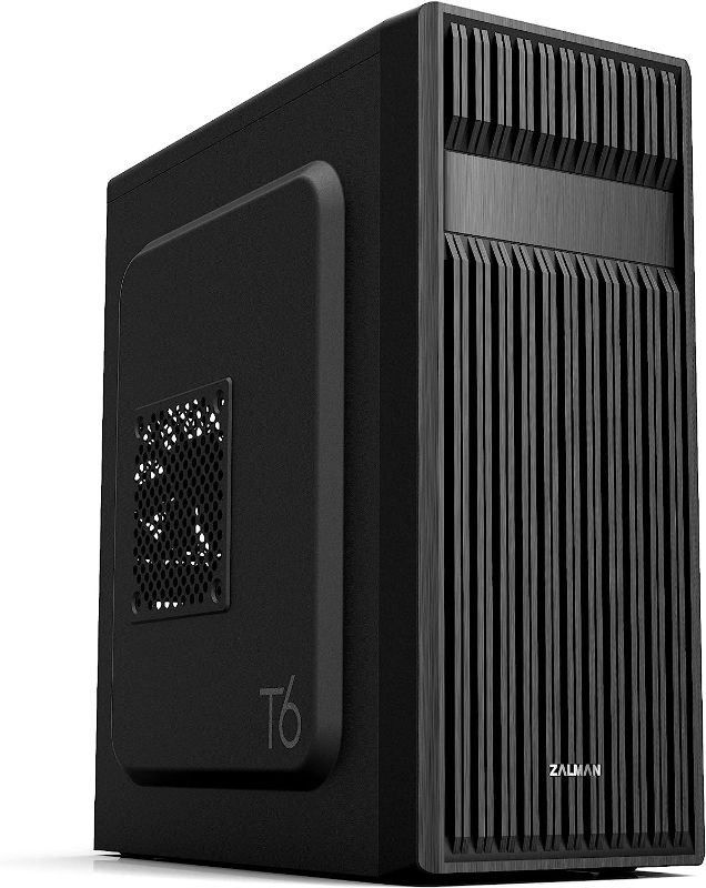 Photo 1 of Zalman T6 ATX Mid Tower Computer PC Case, Pre-Installed 120mm Fan, 5.25 ODD, USB 3.0, Patterned Mesh Design, mATX ITX for Gaming Workstation, Black