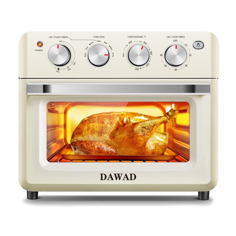 Photo 1 of Dawad Air Fryer Toaster Oven Countertop Small Space Retro Cream White , Air Fryer Oven Combo 1500W ,10 Inch Pizza 7 lbs Chicken ETL Certified ,Accessories & Recipes