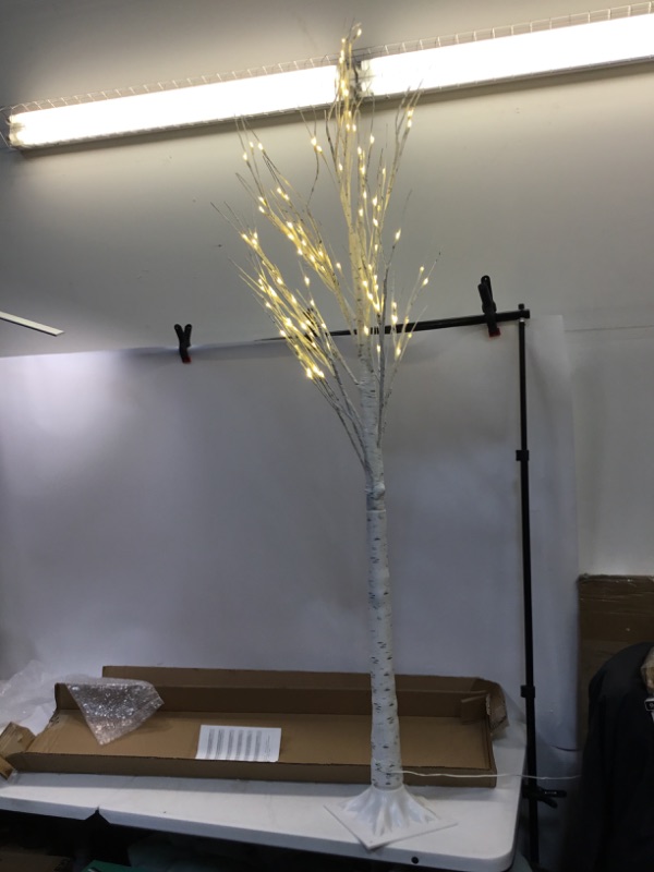Photo 1 of 6ft Pre-lit White Twig Birch Tree for Artificial Christmas Tree Holiday w/96 LED Lights