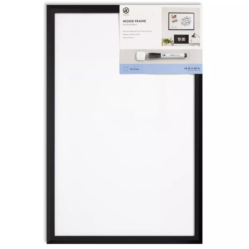 Photo 1 of U Brands 23"x35" Magnetic Dry Erase Board Black Wood Frame with Marker