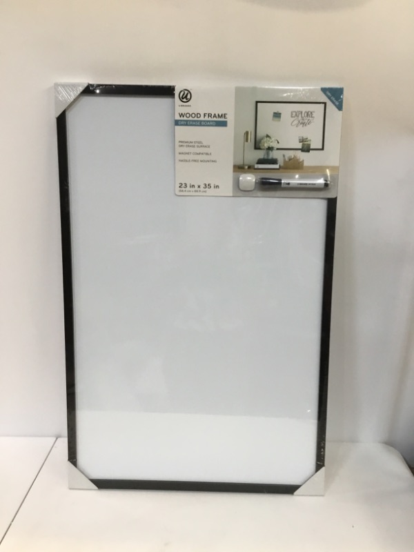 Photo 2 of U Brands 23"x35" Magnetic Dry Erase Board Black Wood Frame with Marker