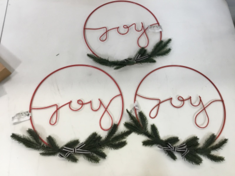 Photo 1 of Target Bullseye Red "Joy" Wreath Decor, Pack of 3 