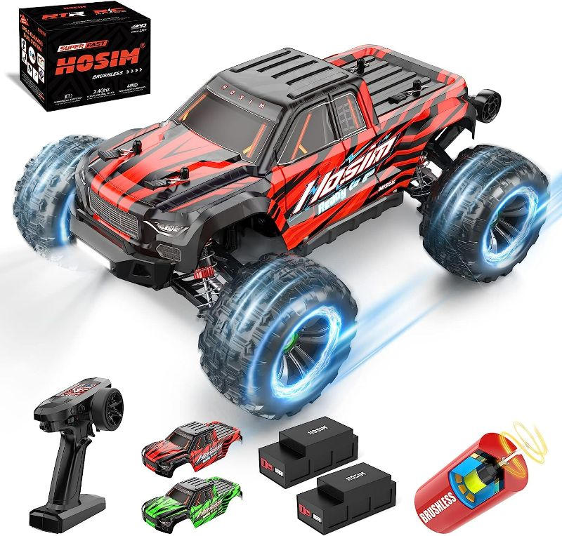 Photo 1 of Hosim 1:16 60+KMH 4WD Brushless RC Car, Fast Remote Control Truck for Adults, Radio Cars Off-Road Waterproof Hobby Grade Toy Crawler Electric Vehicle