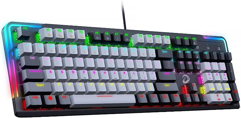 Photo 1 of DAREU EK815 Mechanical Gaming Keyboard, Rainbow Blacklit Gaming Mechinical Keyboard with Removable Double-Shot Keycaps, Anti-ghosting Gaming Keyboard, Full Size (Brown Switch)