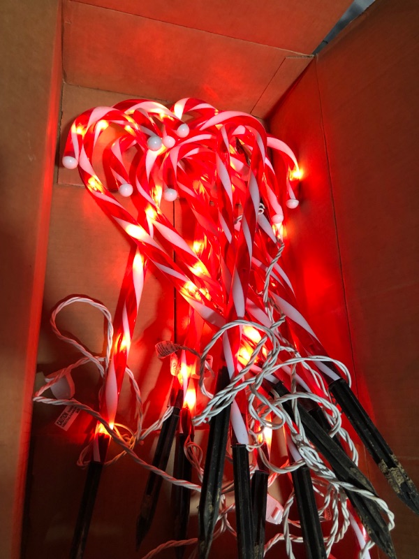 Photo 3 of Christmas Candy Cane Pathway Marker Lights,10 Pack 21' LED Yard Lawn Pathway