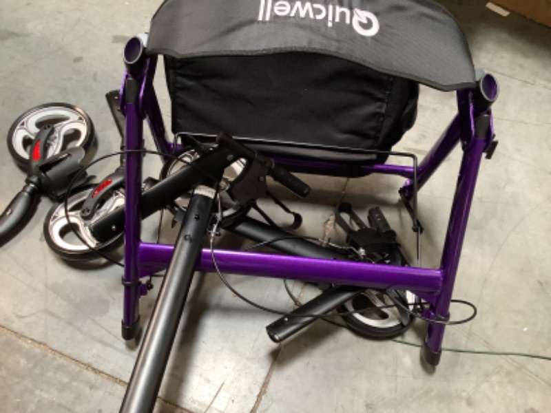 Photo 2 of Quicwell Heavy Duty Rollator Walker with Large Paded Seat, Bariatric Rolling Walker with Wide Comfort Backrest for Seniors and Adults, Adjustable Seat, Large 8" Wheels, Support Up 450 lbs, Purple