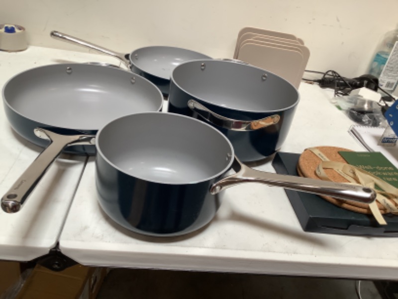 Photo 5 of Caraway Nonstick Ceramic Cookware Set (12 Piece) Pots, Pans, Lids and Kitchen Storage - Non Toxic, PTFE & PFOA Free - Oven Safe & Compatible with All Stovetops (Gas, Electric & Induction) - Navy