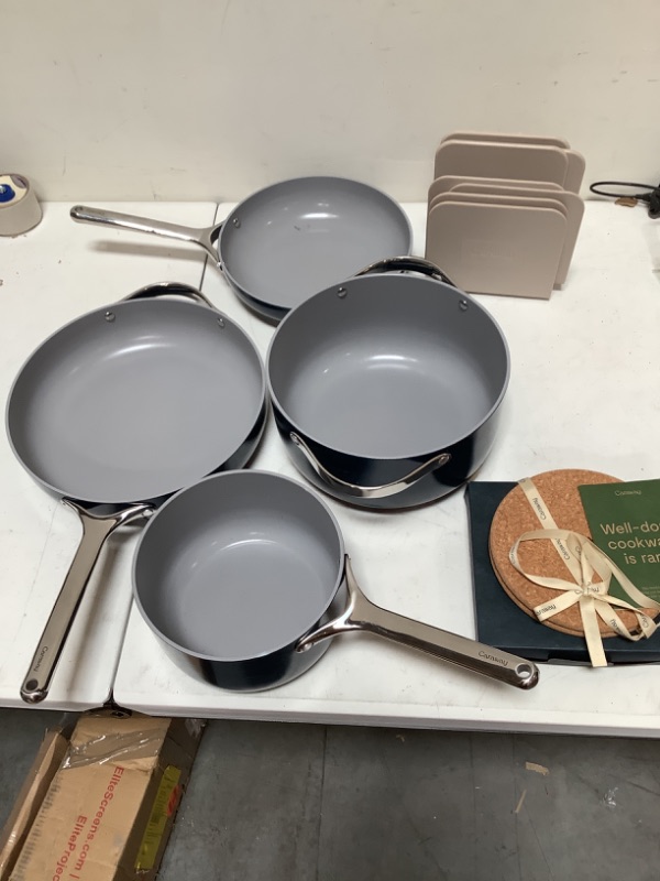 Photo 3 of Caraway Nonstick Ceramic Cookware Set (12 Piece) Pots, Pans, Lids and Kitchen Storage - Non Toxic, PTFE & PFOA Free - Oven Safe & Compatible with All Stovetops (Gas, Electric & Induction) - Navy